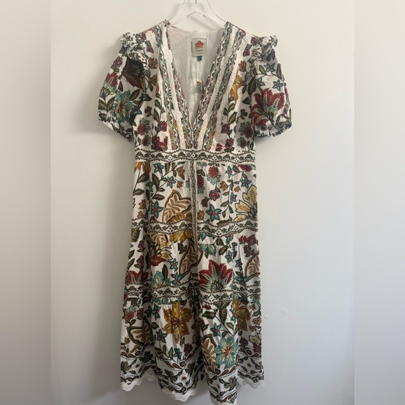 Farm Rio Off-White Botanicals Belted Midi Dress B2660 - Picture 4 of 7